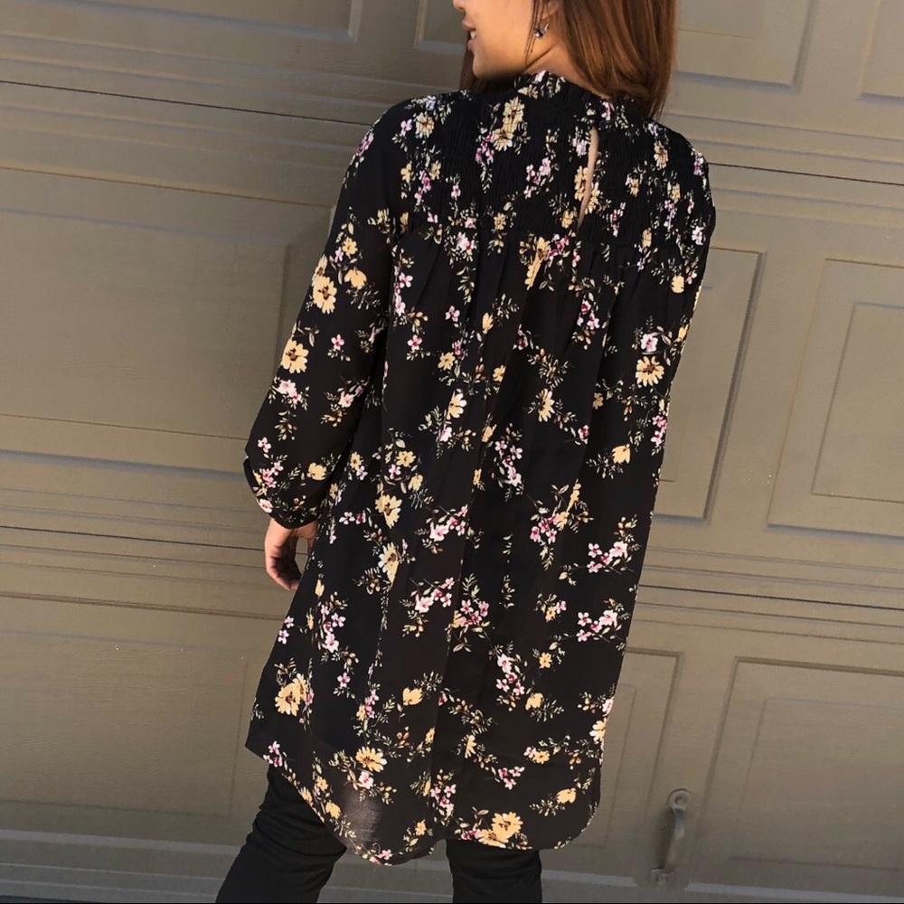 Sunflower Bohemian Mock Cuffed Tunic Dress Top - Picture 4 of 7